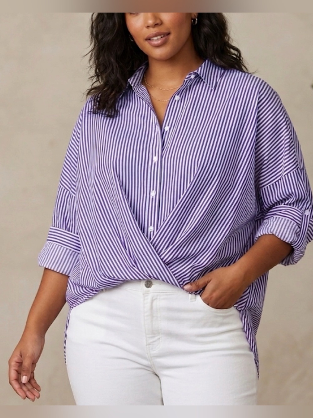 UMGEE Stripped Fixed Tucked Hem Top, Size S